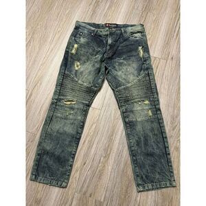 Vintage Y2K SouthPole Men's 36x30 RN86268 Distressed Jeans Baggy Moto Acid Wash‎